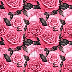 Illustrated Roses Pink #3 - 8 Printable Scrapbook Sheets - Seamless ...