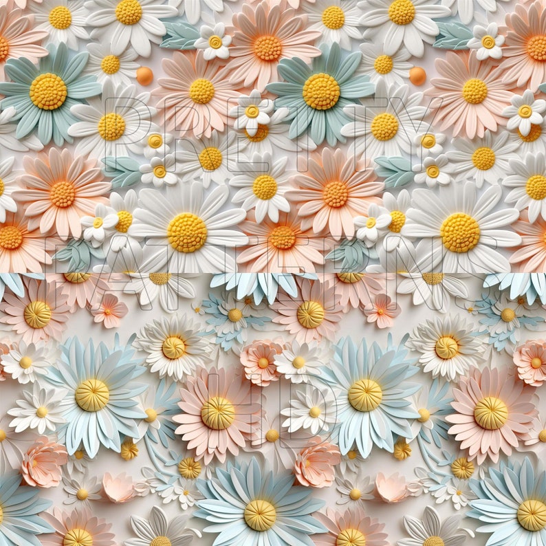 sculpted-clay-daisy-1-set-of-8-printable-scrapbook-sheets-etsy