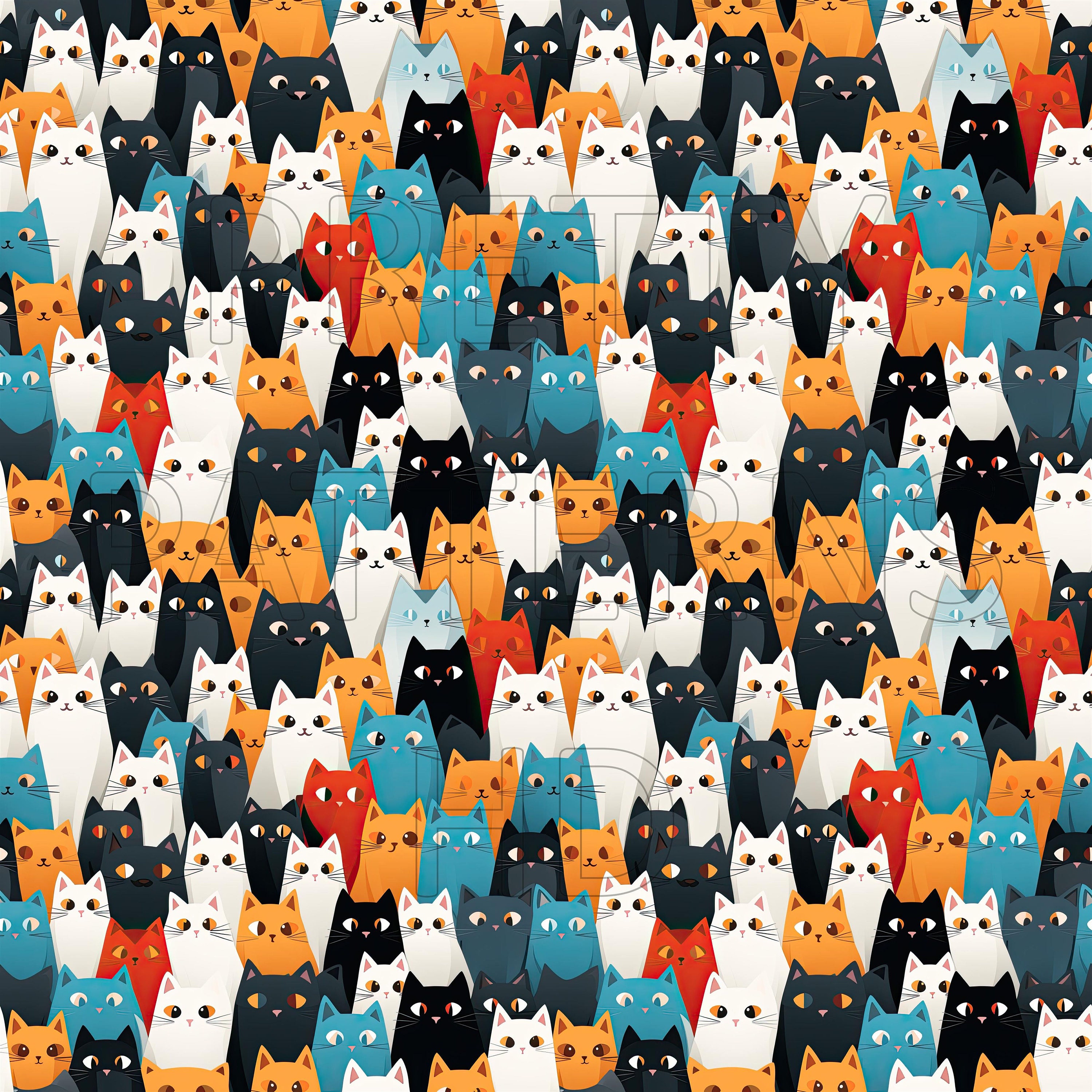 Cats #16 - 8 Printable Scrapbook Sheets - Seamless Tileable - Digital ...