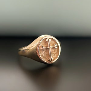 Yellow Gold And Sterling Silver Cross Ring