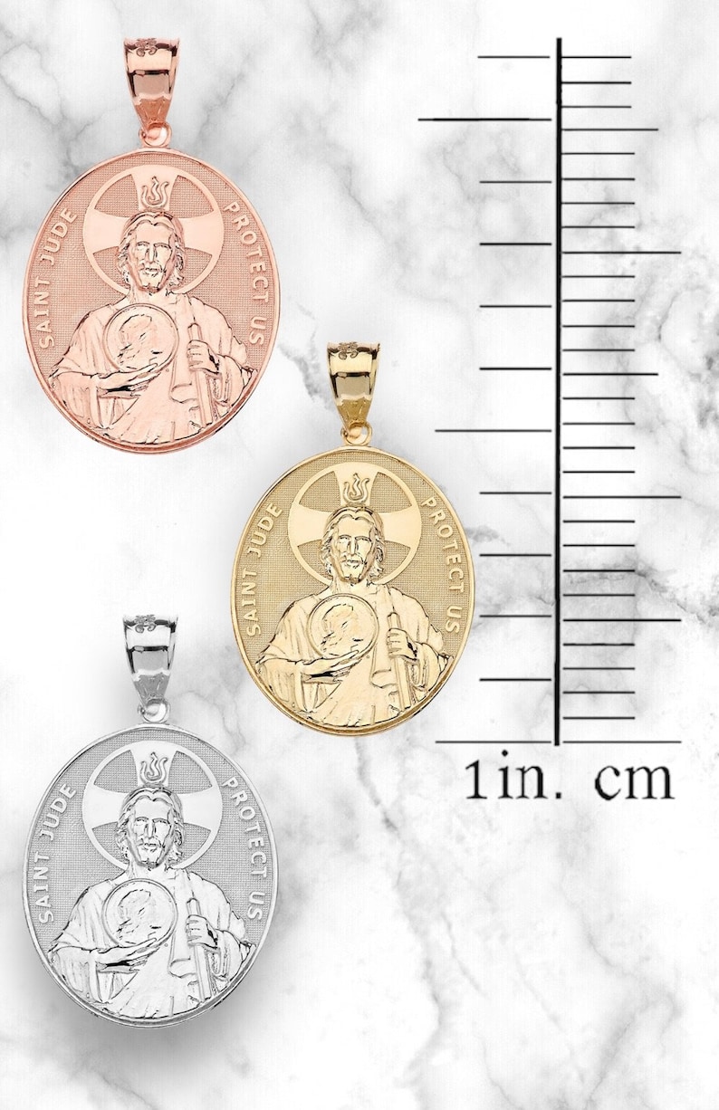 14K Solid Gold Saint Jude Necklace , Sterling Silver Christian ...