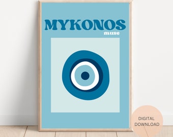 Mykonos Poster - Mykonos Print - Mykonos Wall Art - Aesthetic Wall Art - Matisse Style Wall Art - Travel Poster - Greece Poster - Abstract
