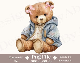 Teddy Bear Png, Bow Png, Aesthetic Png, Ribbon Trend, Vintage Png, Coquette Design, Digital Download, Sublimation Design, Trendy Design