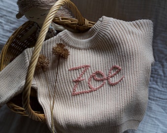 Personalized hand-embroidered sweater baby gift birth baby shower