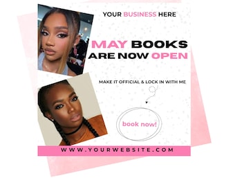 May Booking Flyer: Lashes, Beauty, Makeup (Editable Canva Template)