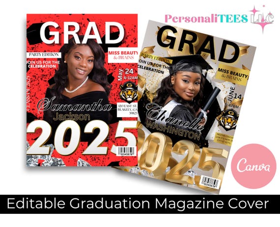 2025 Graduation Magazine Cover Template: Canva Announcement (Digital)