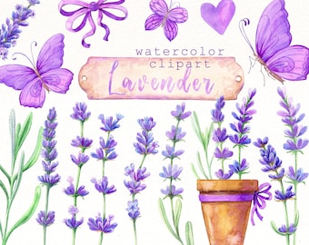 Watercolor Lavender Clipart: Rustic Floral PNG (Digital Download)