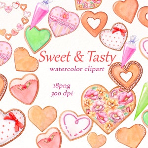 Watercolor Baking Clipart , Gingerbread cookies clip art , cookies wreath png , tasty food clip art , digital download