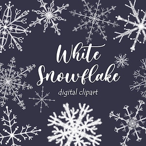 Flocons de neige blancs clipart de Noël, clipart de neige d'hiver, décor de vacances PNG, planificateur de nouvel an, scrapbooking numérique, téléchargement immédiat.