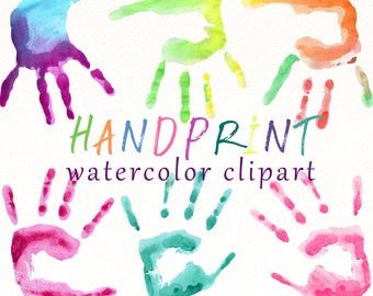 Watercolor Handprint clipart , hand clip art , baby hands png files for baby shower graphics, birthday party, sublimation, digital download