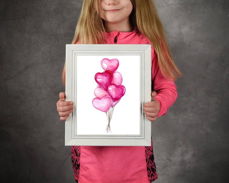 Heart Balloon Clipart, Valentines Day Watercolor Clip Art, Love Balloon ...