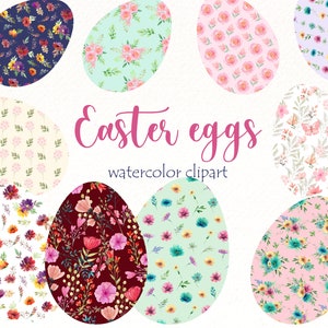 Easter Eggs clipart, Hand painted decoration elements, Spring clip art, Happy Easter greeting card, png files, digital download