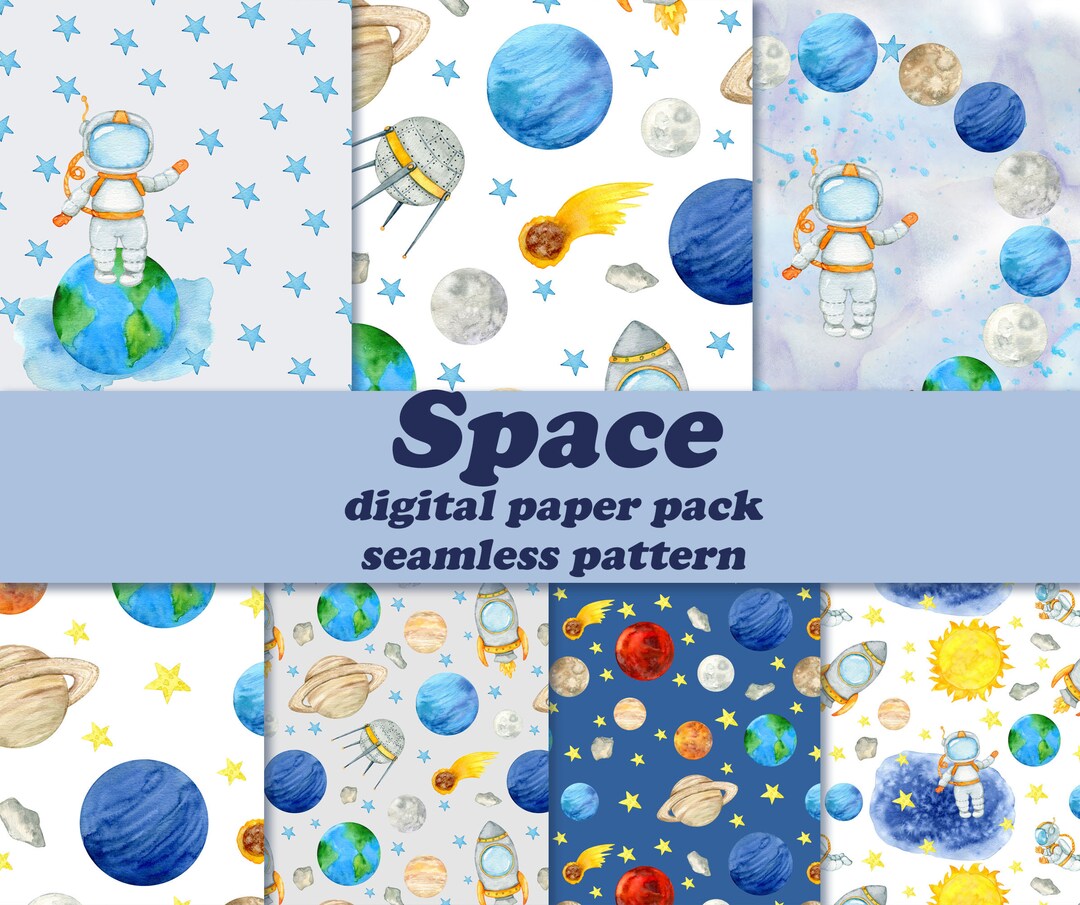 Watercolor Galaxy Digital Paper Pack: Seamless Space Pattern (digital ...