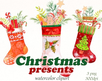 Calcetines de Navidad. Acuarela clipart, invierno, regalo, bricolaje,  calcetines de lana, decoraciones, año nuevo, alegre, temporada, vacaciones,  bebé, lindo, niños, cálido - Etsy México, image size:2388x2000