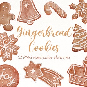 Gingerbread Cookies clipart, Sweet Christmas Png cookie, Cozy holiday clip art, Winter digital graphics, instant download.