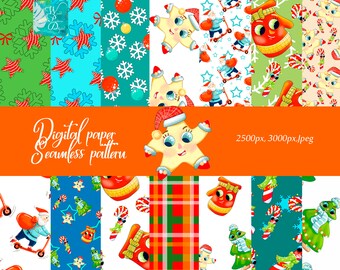 Watercolor Christmas Digital Paper: Seamless Holiday Patterns (Digital Download)