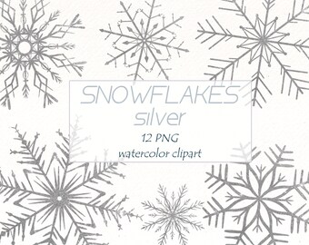 Silver Snowflake Clipart: Winter Holiday PNG Decor (Digital Download)