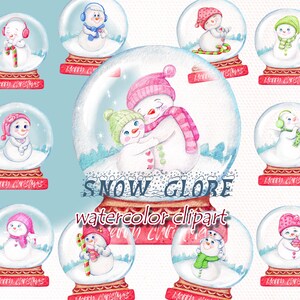 Christmas Snow globe clipart, Snowman Clip art, winter snow globe png, handpainted cute snowmens , sublimation , planner stickers, digital.