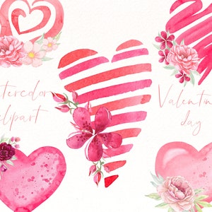 Floral Valentine Heart Watercolor Clipart Valentines Png - Etsy