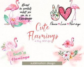 Watercolor Flamingo PNG Bundle: Summer Beach Clipart (Digital Download)