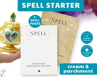 Printable * Spell Starter Cream and Parchment - DIY, break your spell block, reusable, start spell crafting, US letter, PDF file, 1 page