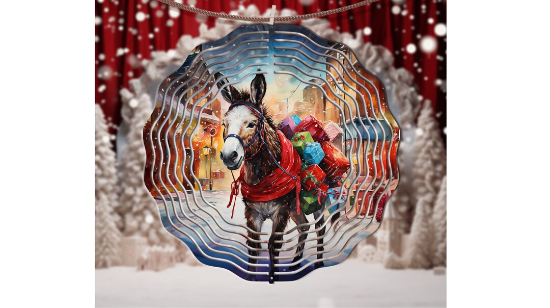 Christmas Donkey Wind Spinner, Donkey Decor, Yard Decor, Garden Decor