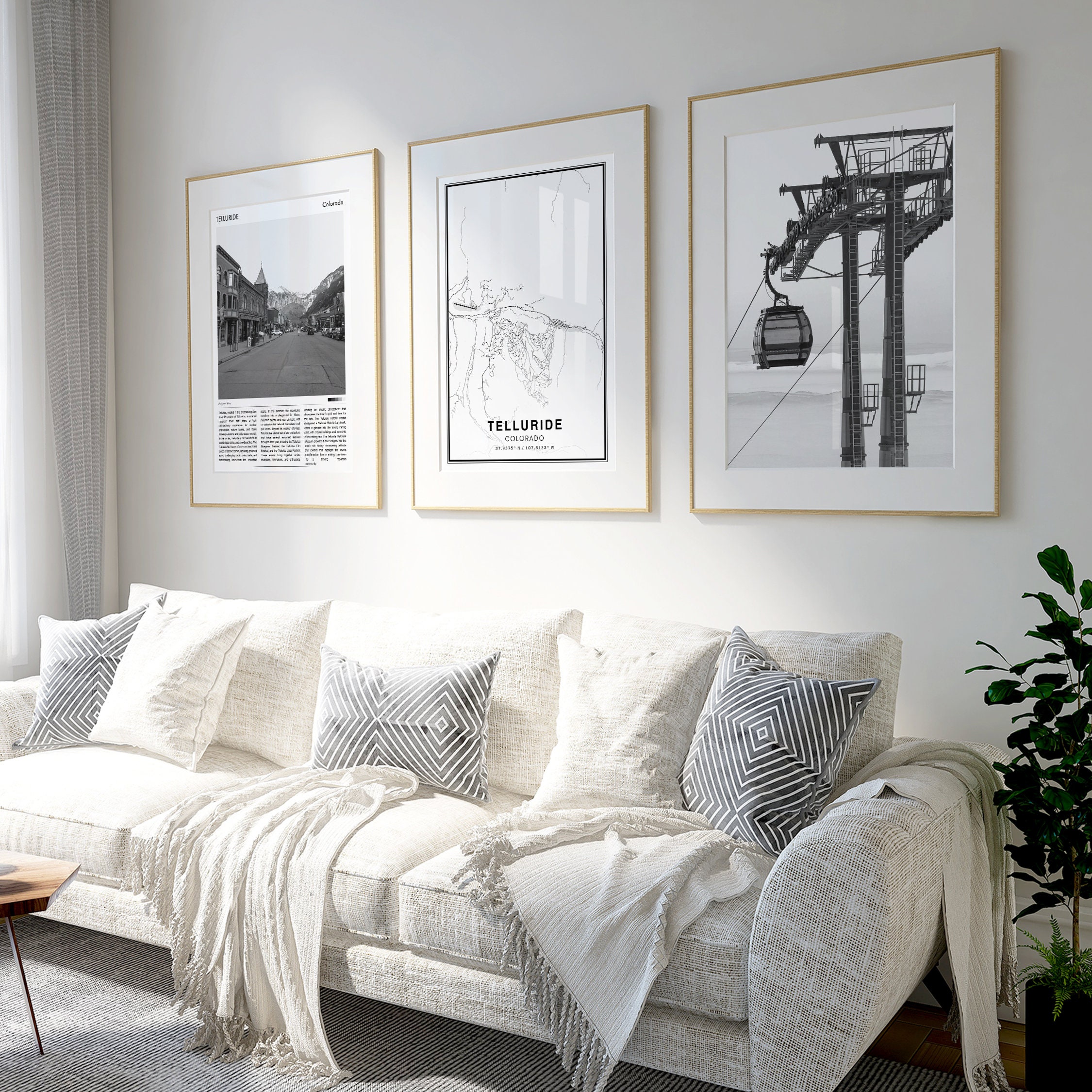 Telluride Colorado Black and White Print Set of 3, Telluride Travel ...