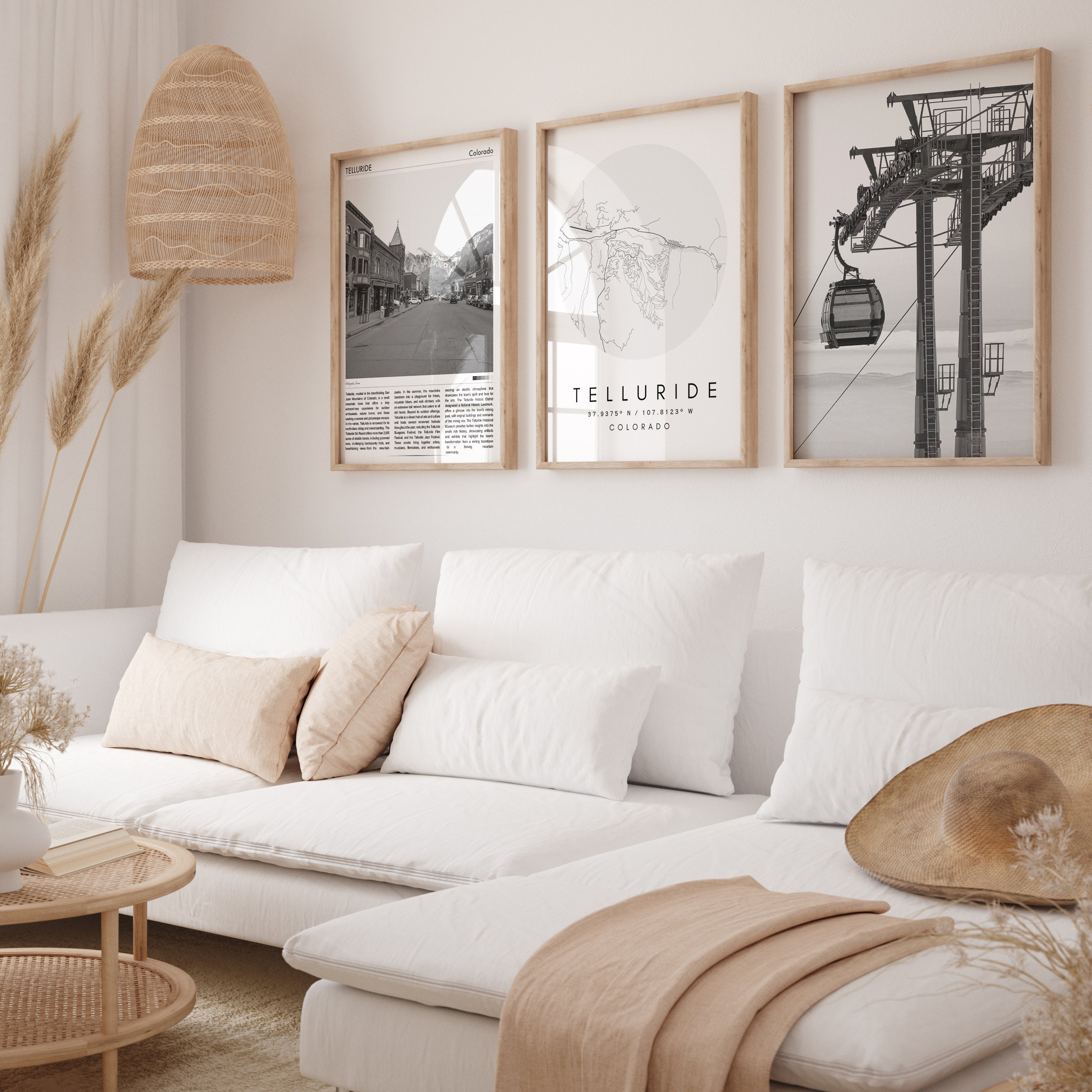 Telluride Colorado Black and White Print Set of 3, Telluride Travel ...