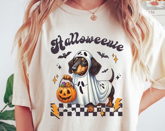 Dachshund Halloween Shirt, Comfort Colors Halloweenie Tee, Doxie Mom Spooky Season GIft