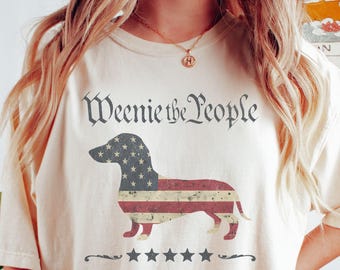 Dachshund 4th of July Comfort Colors Tee: Patriotic Weenie Dog Shirt