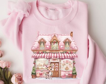 Pink Christmas Sweatshirt, Christmas Sweatshirt for Women, Christmas Crewneck, Holiday Sweater for Women, Cute Winter Sweater, Xmas Gift