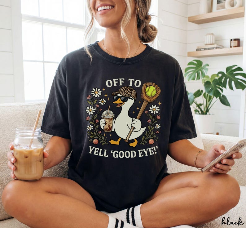 Softball Mom Shirt, Funny Goose Comfort Colors Tee, Sports Mom Mother's Day Gift Black