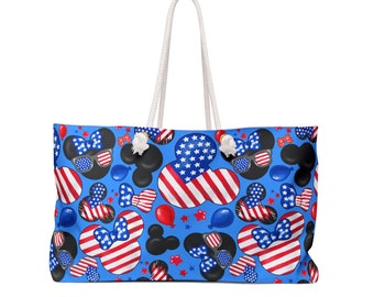 Disney Patriotic Weekender Bag Patriotic Mickey Head Bag Summer Pool Party Gift Fun Red White and Blue Bag