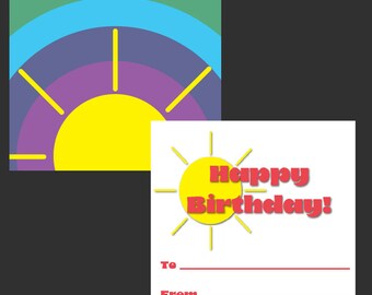 Regenbogen Geburtstagskarte oder Geschenkanhänger, klein (INSTANT DOWNLOAD)