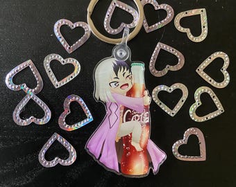 Dr. Doctor Stone Gen Asagiri chibi fanart acrylic charm charms keychain keychains Senku Cola fan merch fanmerch
