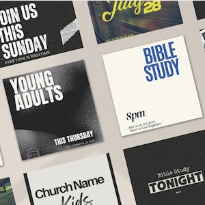 CHURCH SOCIAL TEMPLATES | Custom Instagram Graphics for Youth Group, Bible Study, Sunday Service | Editable Canva Posts for Ministry