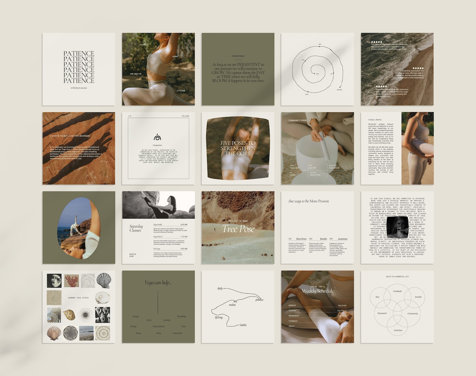 Yoga Studio Instagram Canva Templates | Pilates Social Media Kit ...