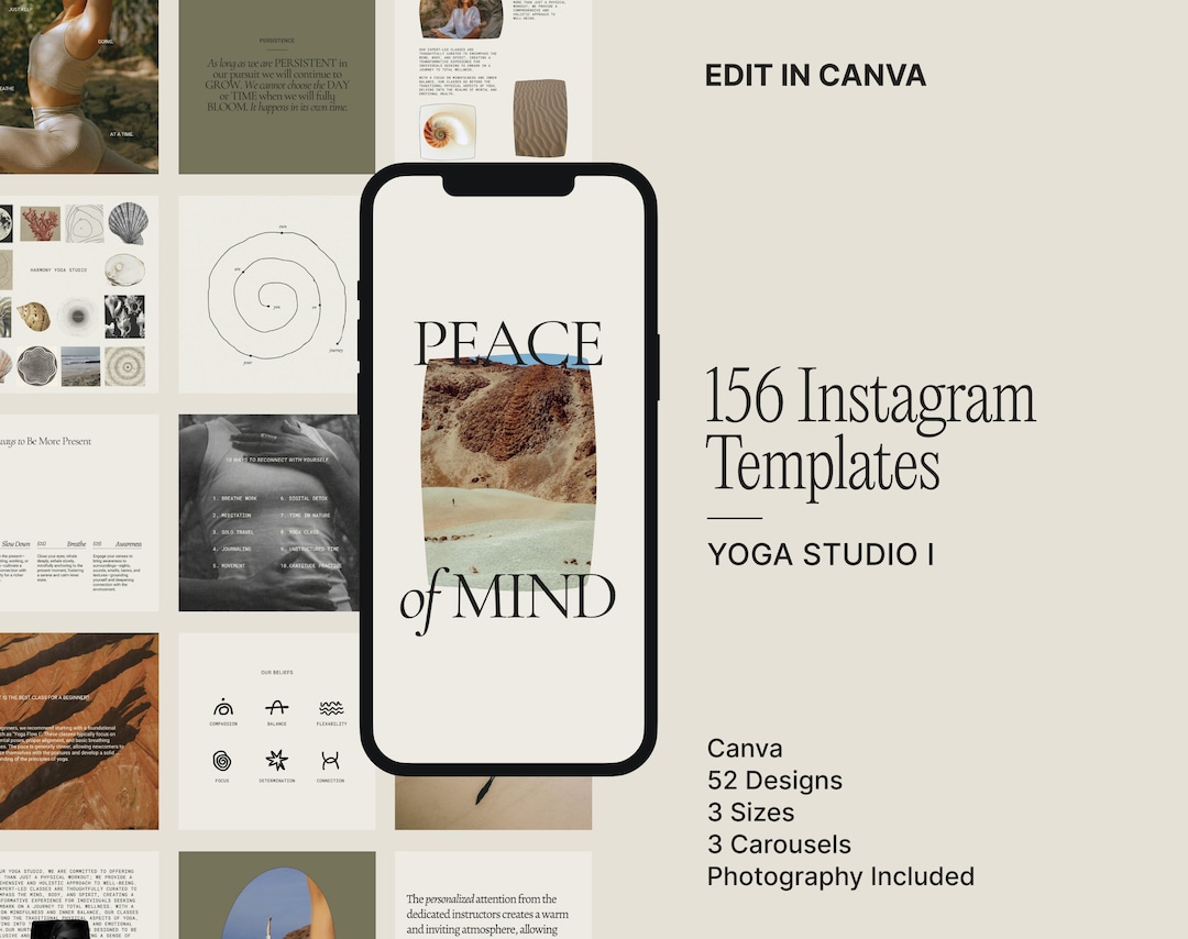 Yoga Studio Instagram Canva Templates | Pilates Social Media Kit ...