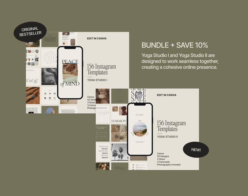 Yoga Studio Instagram Canva Templates | Pilates Social Media Kit ...