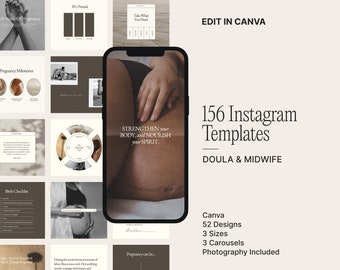 Doula Canva Instagram Templates | Midwife Social Media Bundle | Birth Worker Editable Branding Kit