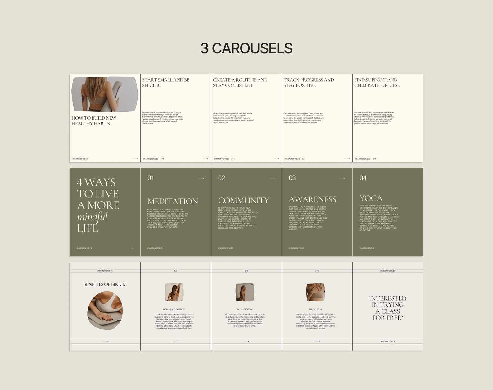 Yoga Studio Instagram Canva Templates | Pilates Social Media Kit ...