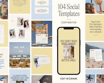 Copywriter Instagram Templates Canva Templates Scrapbook Style Social Media Templates Mixed Media Canva Template Italian Summer Aesthetic