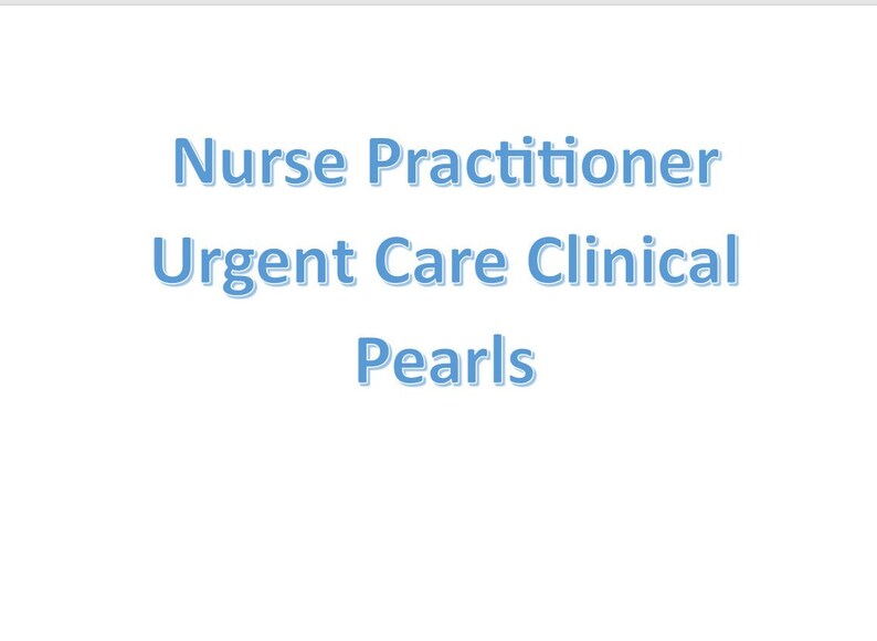 Nurse Practitioner Urgent Care Clinical Pearls Etsy UK