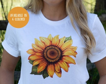 Sunflower Shirt, Floral T- Shirt for Garden Lover, Flower T Shirt for Women Summer or Fall Fashion for Flower Lover