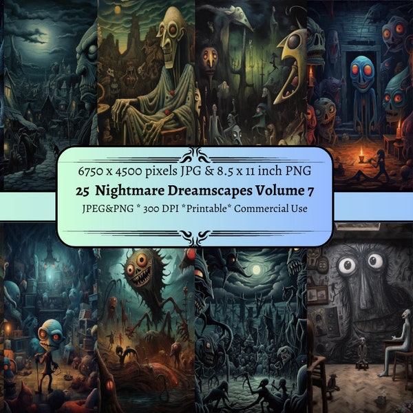 25 Nightmare Dreamscapes Volume 7, PNG & JPEG Format Files, Dream Digital, Horror Digital Background, Scary Outdoor Scenery, Downloadable