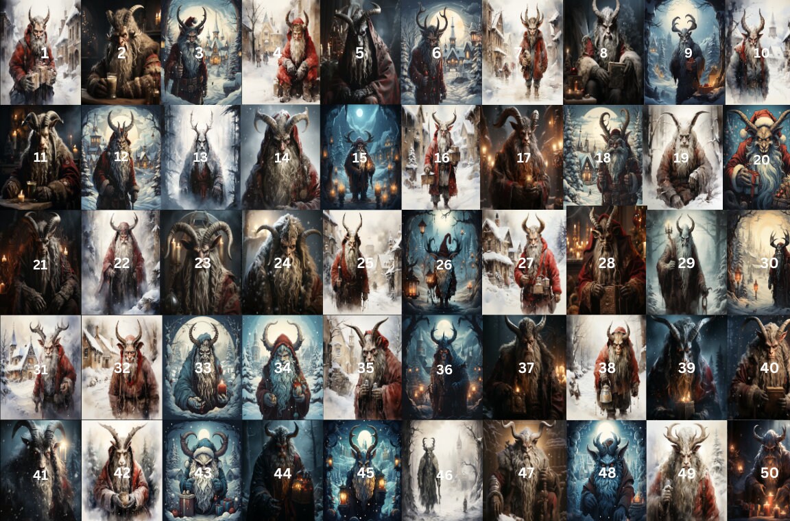 75 Krampus Holiday Collection Digital Papers, Krampus Christmas, Dark ...