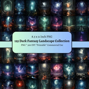 125 ダーク ファンタジー ランドスケープ コンプリート コレクション デジタル ペーパー、ダーク ランドスケープ デジタル ペーパー、ファンタジー カード、ダウンロード可能なジャーナル ペーパー、PNG