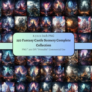 250 Fantasy Castle Scenery Complete Collection Digital Paper, Fantasy Digital Paper, Fantasy Cards, Downloadable Journal Paper, Scrapbooking