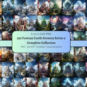 250 Fantasy Castle  Scenery Series 2 Complete Collection digital paper, Fantasy Landscapes Digital Paper, Fantasy Card, Journal Paper