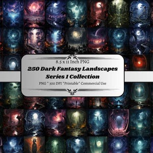 250 Dark Fantasy Landschaften Serie 1 Sammlung Digitales Papier, Dunkle Landschaften Digitales Papier, Fantasy Karten, Herunterladbares Journal Papier